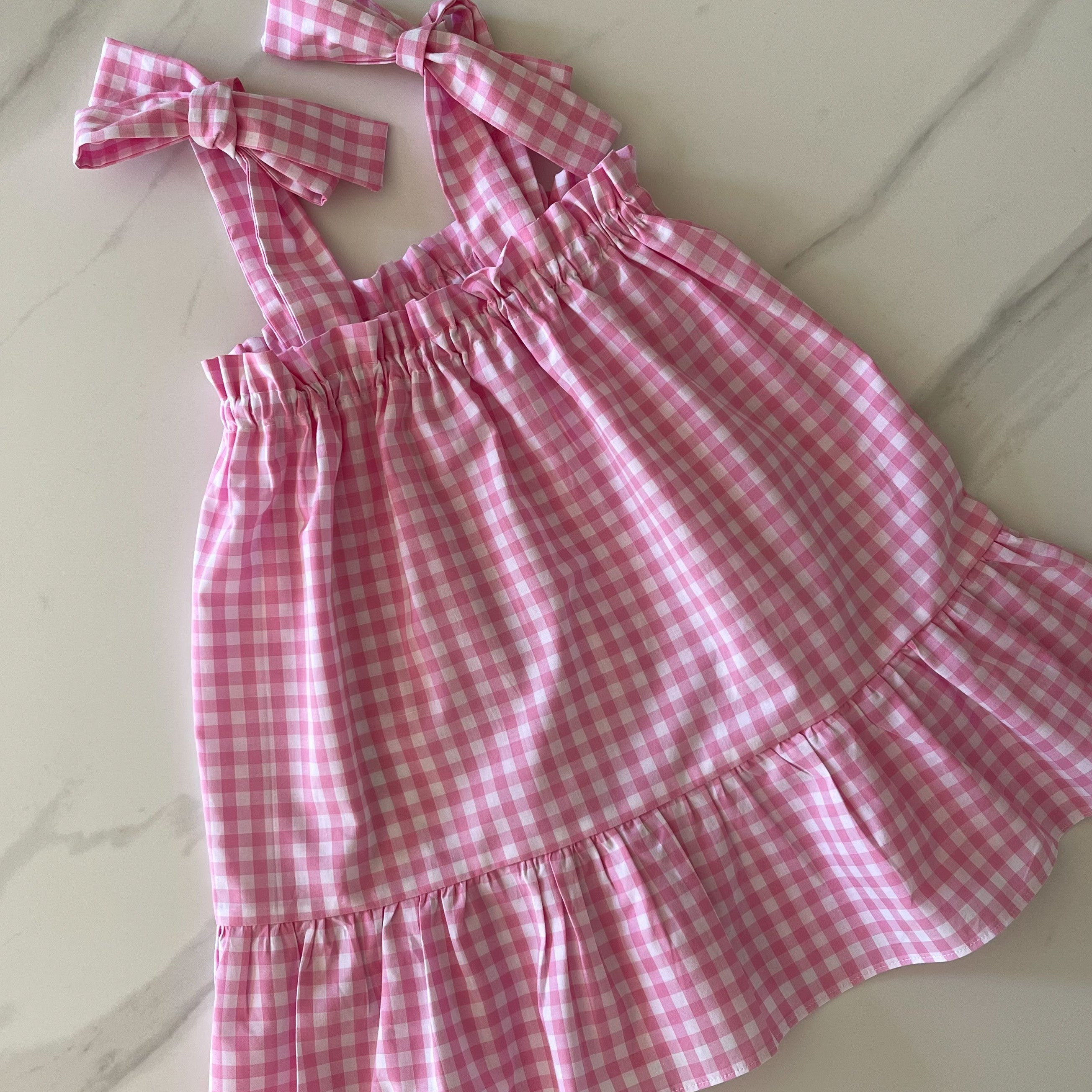 Pink Gingham Bow Dress The Good T Co