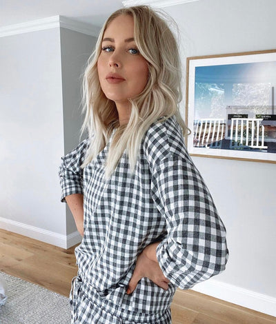 Charcoal Gingham Loungewear Set