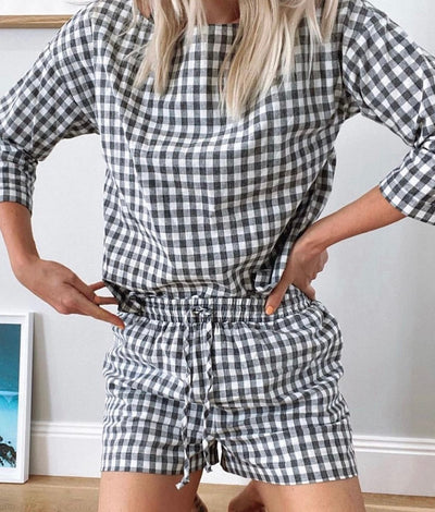 Charcoal Gingham Loungewear Set